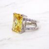 YELLOW & CLEAR CUBIC ZIRCONIA STATEMENT RING - Image 4