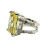 side view of a square cut chartreuse ring
