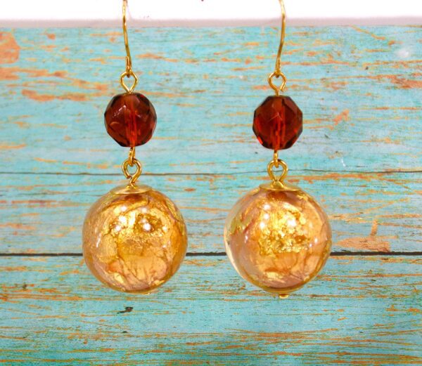 GOLD LEAF & GLASS BEADED EARRING - Image 4