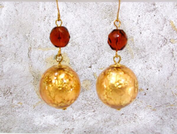 GOLD LEAF & GLASS BEADED EARRING - Image 2