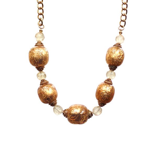 Gold Leaf Beaded Statement Necklace