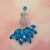 CRYSTAL GLAMOROUS LADY IN AQUA BLUE DRESS BROOCH - Image 6