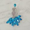 CRYSTAL GLAMOROUS LADY IN AQUA BLUE DRESS BROOCH - Image 3