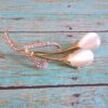 LILY FLOWER BROOCH WITH WHITE CATS EYE STONE & CRYSTALS - Image 5