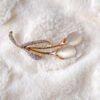 LILY FLOWER BROOCH WITH WHITE CATS EYE STONE & CRYSTALS - Image 4