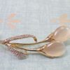 LILY FLOWER BROOCH WITH WHITE CATS EYE STONE & CRYSTALS - Image 7