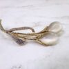 LILY FLOWER BROOCH WITH WHITE CATS EYE STONE & CRYSTALS - Image 6
