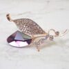 PURPLE AND CLEAR CRYSTAL SPARKLING LEAF BROOCH - Image 3