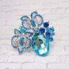 AQUA BLUE CRYSTAL DOUBLE BUTTERFLY BROOCH - Image 5