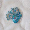 AQUA BLUE CRYSTAL DOUBLE BUTTERFLY BROOCH - Image 8