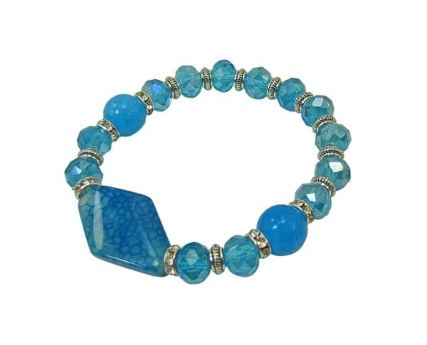 bracelet with blue beads and large pendant