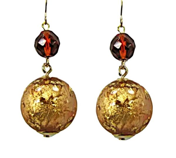 GOLD LEAF & GLASS BEADED EARRING