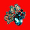 AQUA BLUE CRYSTAL DOUBLE BUTTERFLY BROOCH - Image 10