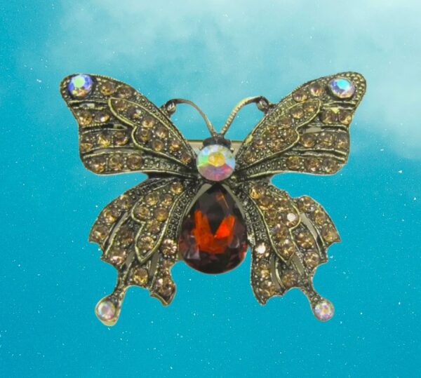 BUTTERFLY BROOCH WITH BROWN COLOR CRYSTALS - Image 3