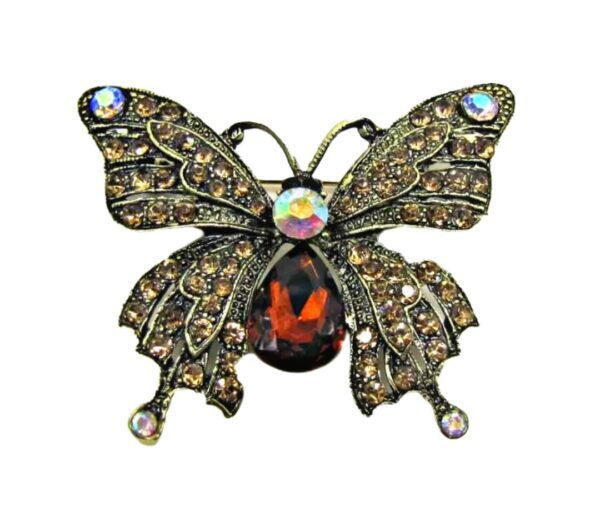 BUTTERFLY BROOCH WITH BROWN COLOR CRYSTALS