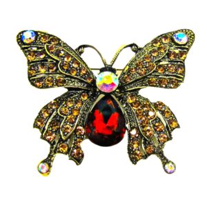 BUTTERFLY BROOCH WITH BROWN COLOR CRYSTALS