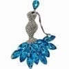 blue brooch with woman in a dress design
