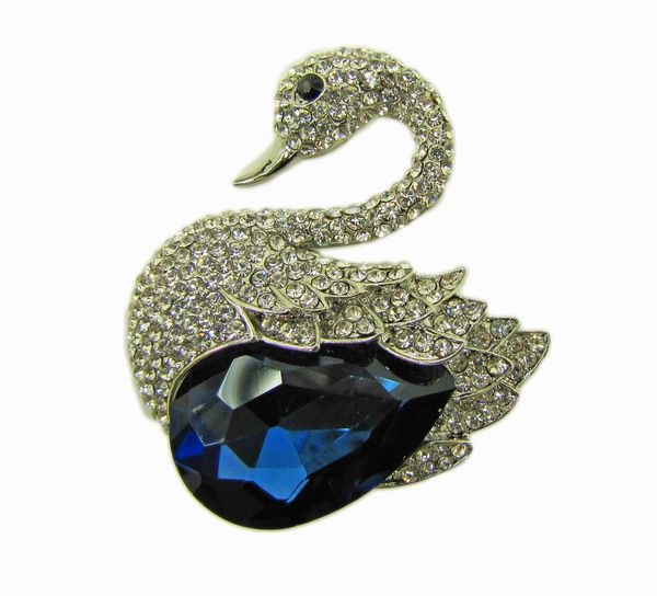 swan jewelry with blue gem
