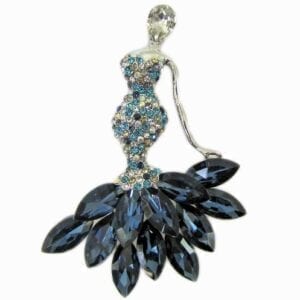 jewelry shaped like a woman with blue gems