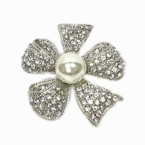 silver flower jewelry with pearl