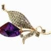 PURPLE AND CLEAR CRYSTAL SPARKLING LEAF BROOCH