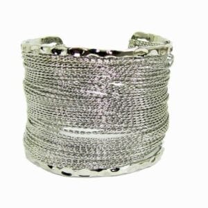 silver bangle with rows of small chains