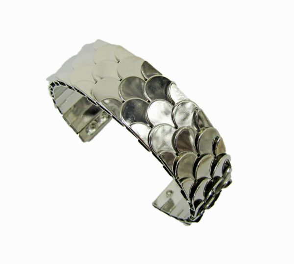 silver bangle with scale design
