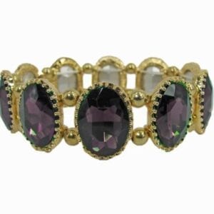 golden bracelet with oval, deep violet gems