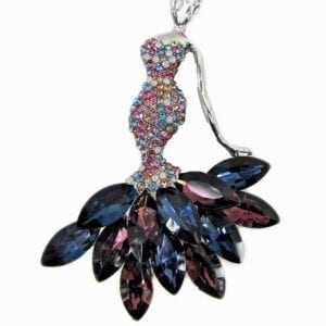 jewelry shaped like a woman with dark blue gems