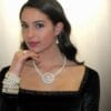 girl pearl earrings and necklace with floral pendant