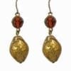 earrings with large golden pendants