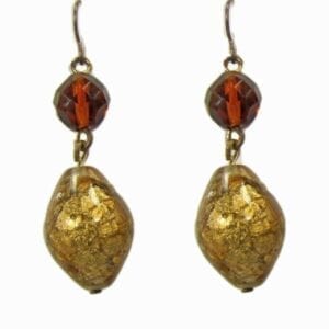 earrings with large golden pendants