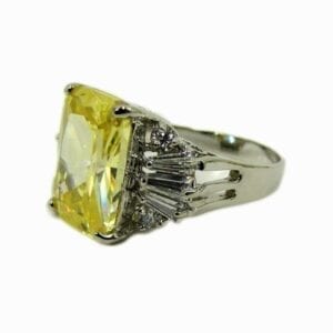 ring with square-cut yellow topaz gem