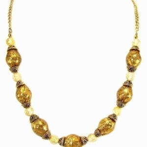 necklace with amber-colored crystals