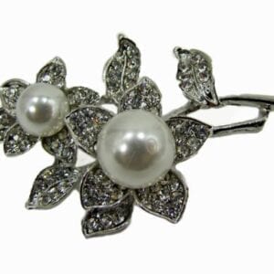 silver brooch with two pearls