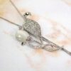 LONG CRYSTAL LEAF LARIAT NECKLACE WITH CAT EYE STONE - Image 2