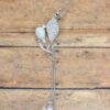 LONG CRYSTAL LEAF LARIAT NECKLACE WITH CAT EYE STONE - Image 5