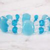 AQUA BLUE CATS EYE & GLASS BEADED BRACELET - Image 8