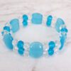 AQUA BLUE CATS EYE & GLASS BEADED BRACELET - Image 7