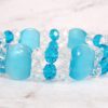AQUA BLUE CATS EYE & GLASS BEADED BRACELET - Image 5