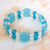 AQUA BLUE CATS EYE & GLASS BEADED BRACELET - Image 3