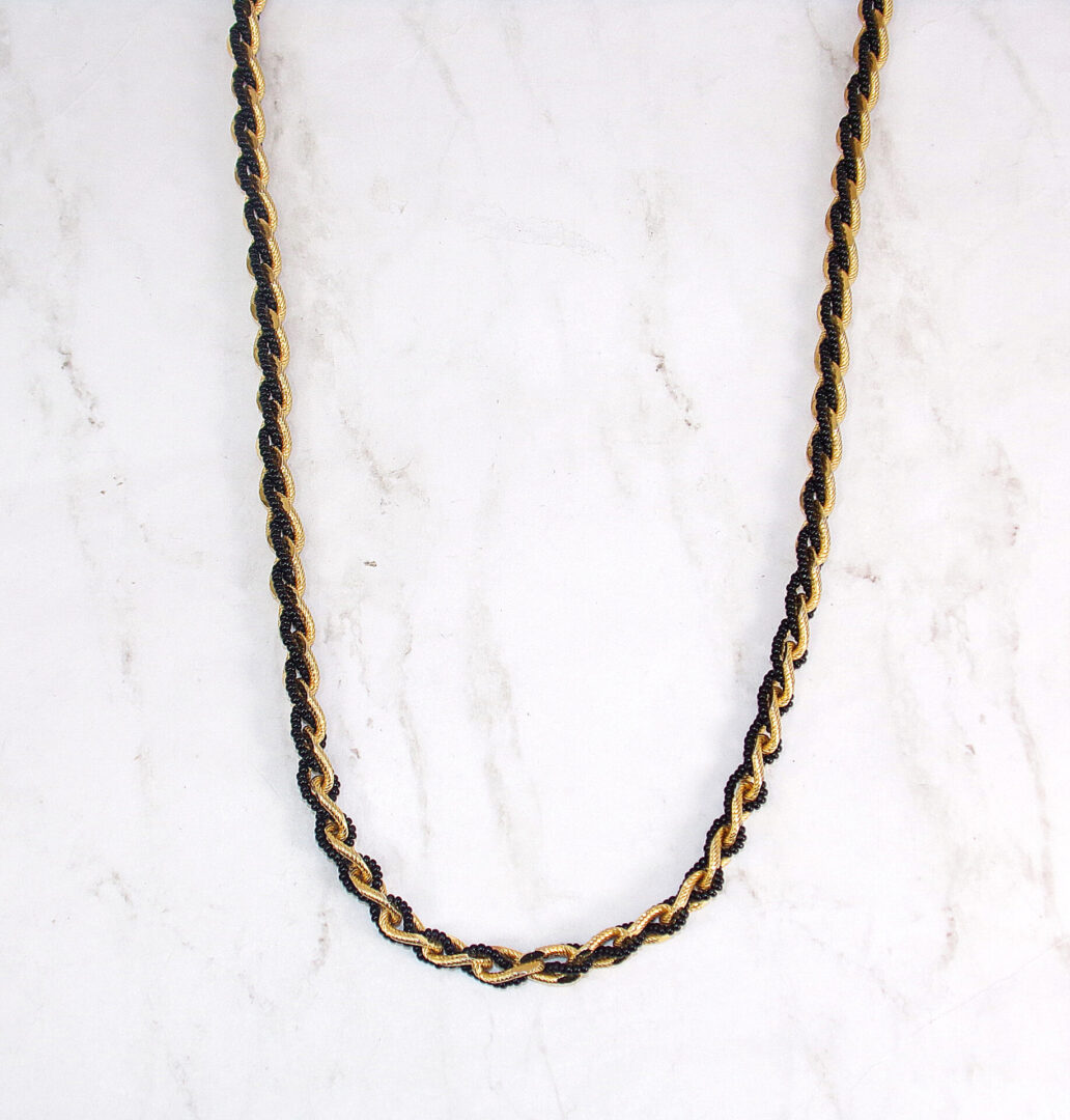 BLACK & GOLD CHAIN NECKLACE - Calisa Designs