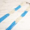 LONG TURQUOISE & WHITE SEED BEAD MULTI STRAND NECKLACE - Image 5