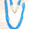 LONG TURQUOISE & WHITE SEED BEAD MULTI STRAND NECKLACE - Image 8