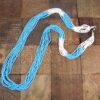 LONG TURQUOISE & WHITE SEED BEAD MULTI STRAND NECKLACE - Image 11