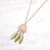 ROSE QUARTZ STONE & FEATHER PENDANT - Image 2