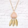 ROSE QUARTZ STONE & FEATHER PENDANT - Image 3