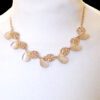 WHITE CATS EYE & CRYSTAL NECKLACE SET - Image 2