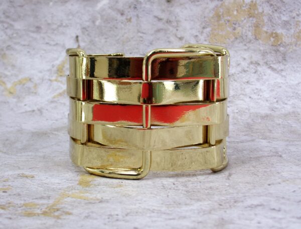 WIDE GOLD LAYERED METAL CUFF BRACELET - Image 4