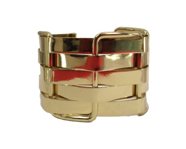 WIDE GOLD LAYERED METAL CUFF BRACELET - Image 6